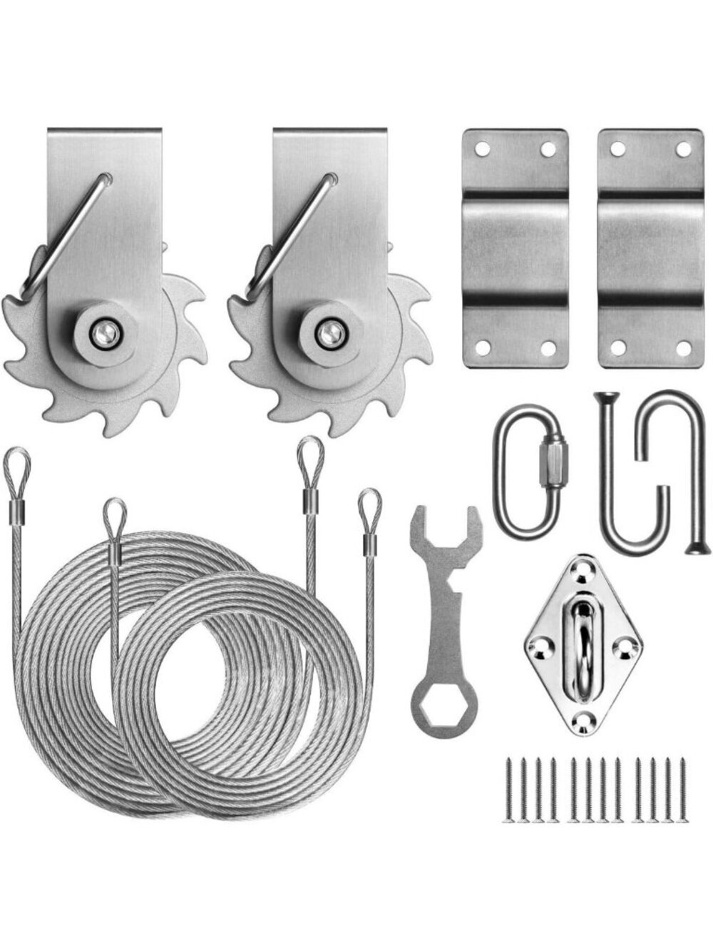 Triangle Sun Shade Sail Hardware Kit - Easy Tensioning, Stainless Steel Winch